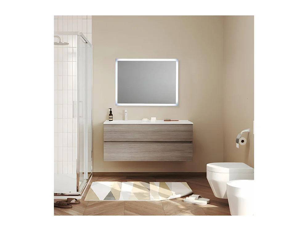 Miroir avec cadre LED "Bend" rectangulaire réversible cm 80x60