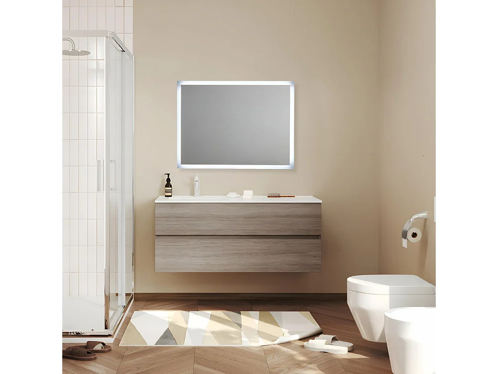 Spiegel met LED-frame "Bend" rechthoekig omkeerbaar cm 80x60