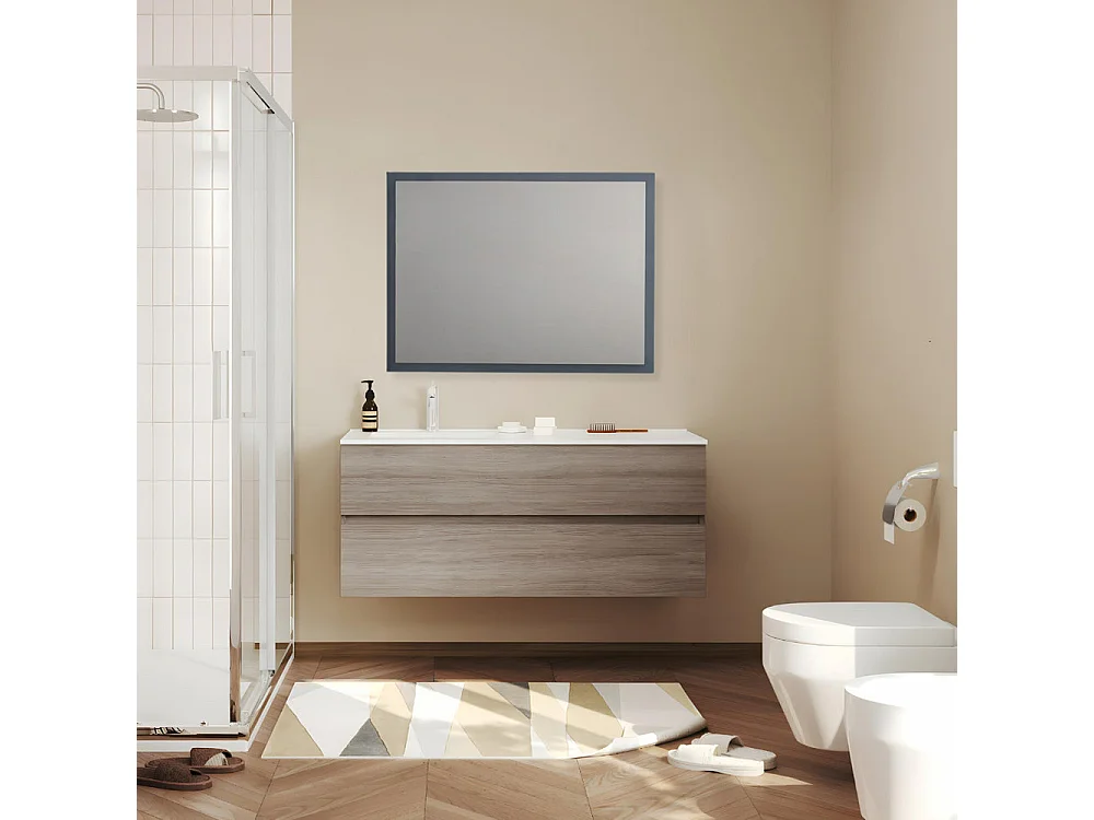 Spiegel met LED-frame "Bend" rechthoekig omkeerbaar cm 80x60