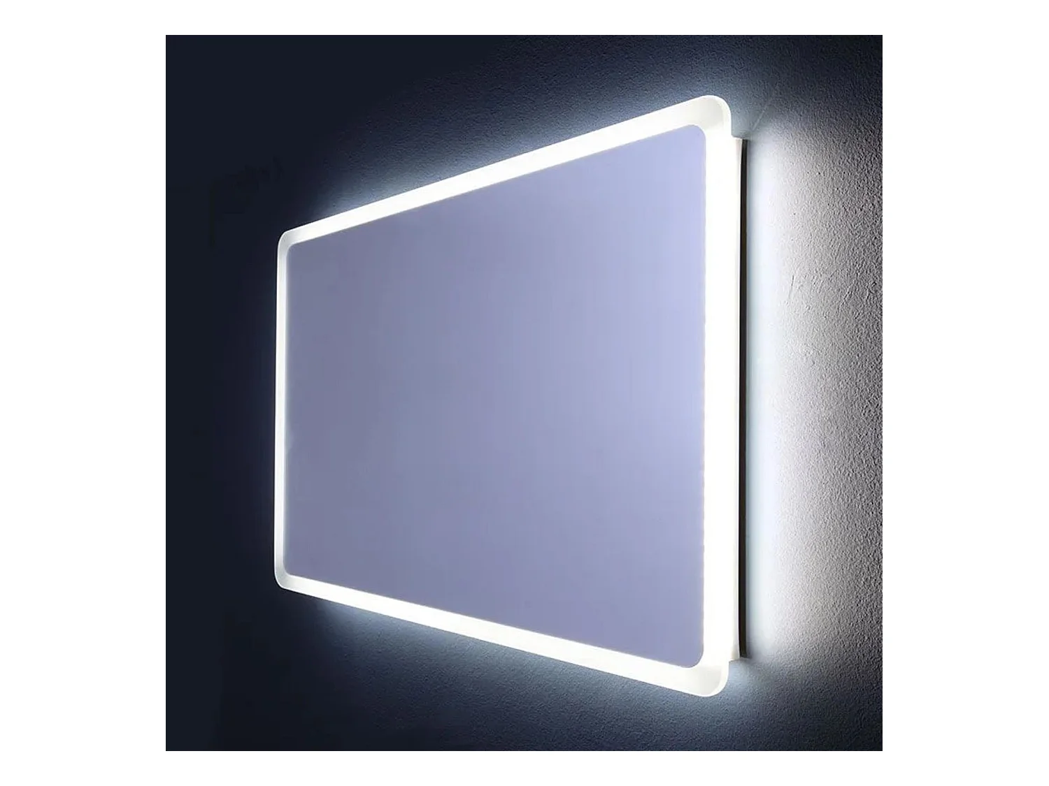 Afgeronde LED badkamerspiegel "Dallas" met verlicht frame cm 120x60h
