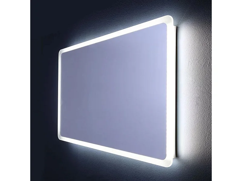 Abgerundeter LED-Badezimmerspiegel "Dallas" mit beleuchtetem Rahmen cm 120x60h