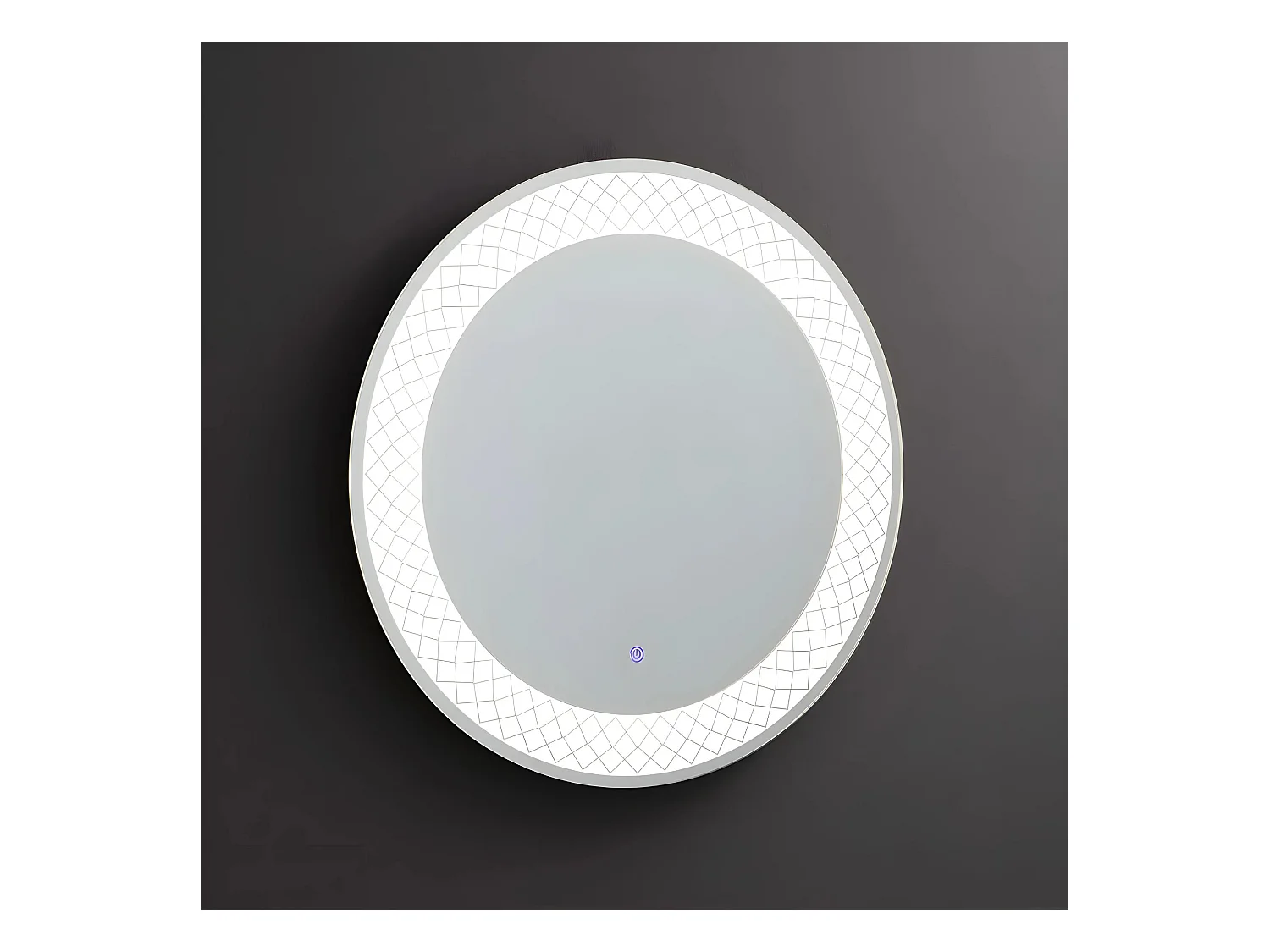Specchio rotondo con cornice illuminata a led "Eclisse" in alluminio cm 60x60