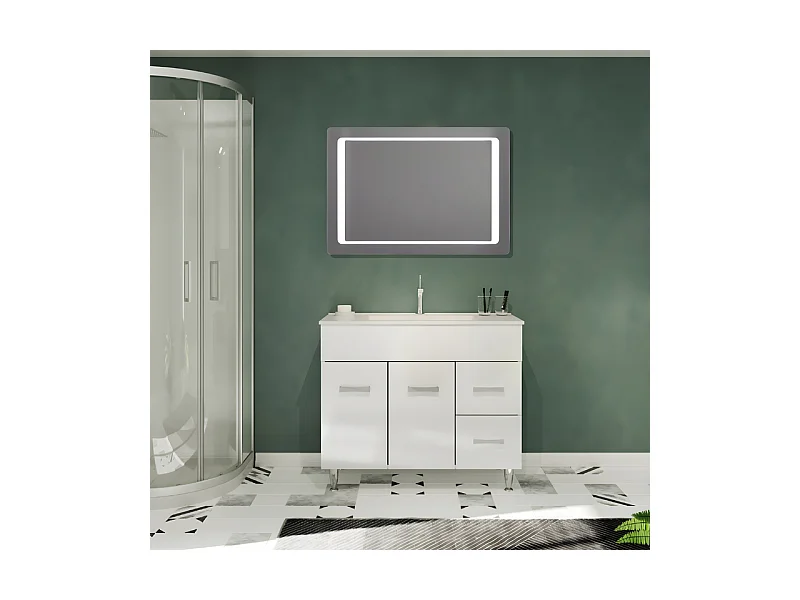 Miroir avec cadre LED "Portland" rectangulaire réversible cm 100x70h