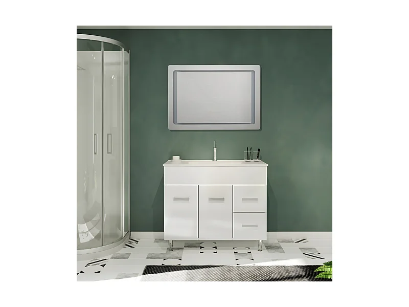 Spiegel mit LED-Rahmen "Portland" rechteckig wendbar cm 100x70h