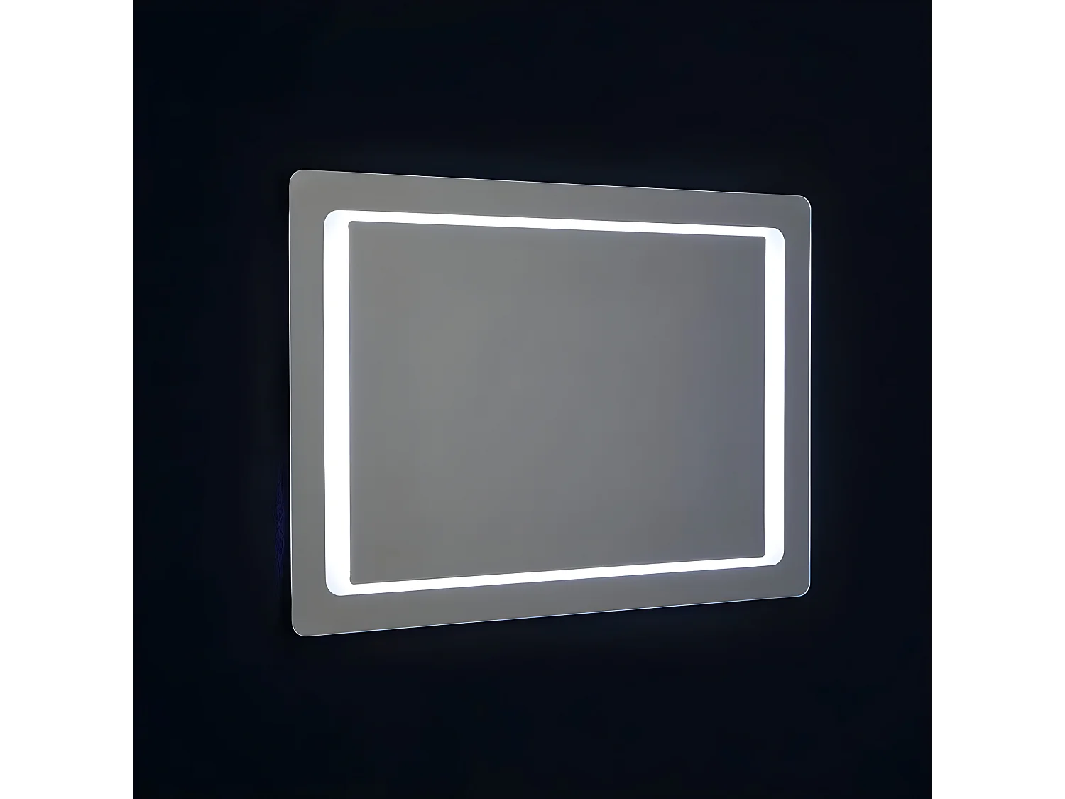 Spiegel mit LED-Rahmen "Portland" rechteckig wendbar cm 100x70h