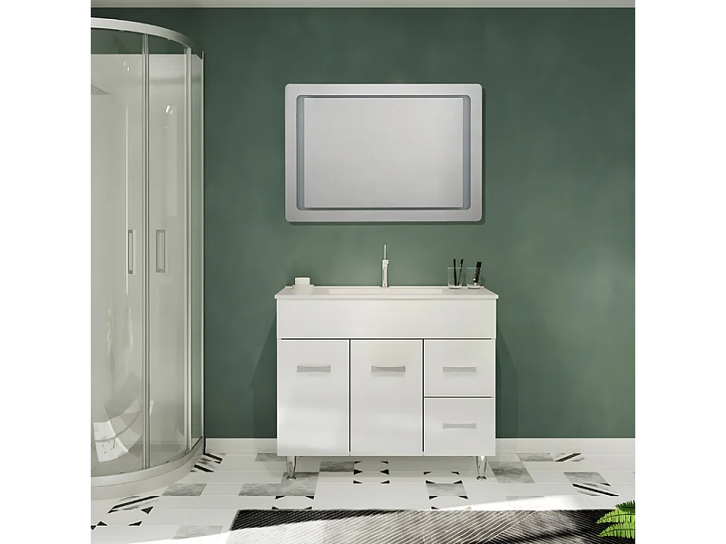 Spiegel mit LED-Rahmen "Portland" rechteckig wendbar cm 100x70h