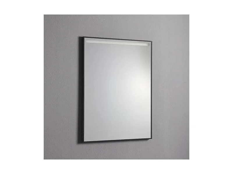 Miroir avec bande LED rectangulaire "Sombra" cadre noir mat cm 100x70h