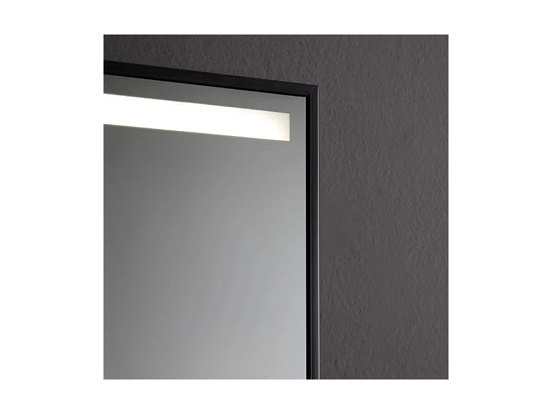Miroir avec bande LED rectangulaire "Sombra" cadre noir mat cm 100x70h