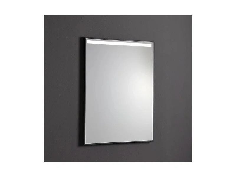 Spiegel mit rechteckigem LED-Streifen "Sombra" mattschwarzer Rahmen cm 100x70h