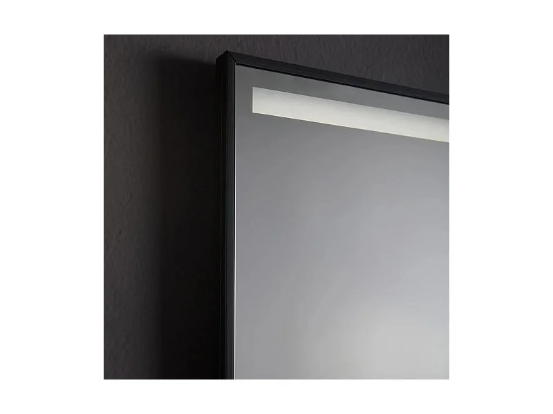 Spiegel mit rechteckigem LED-Streifen "Sombra" mattschwarzer Rahmen cm 100x70h