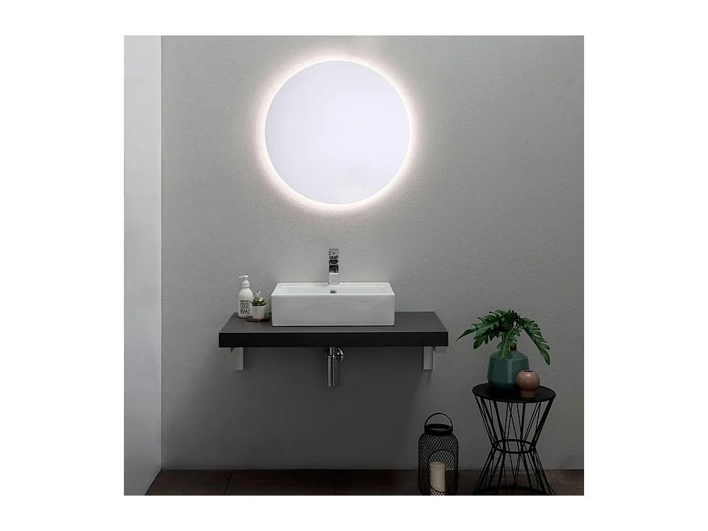 Miroir rond à LED "Eugène" avec cadre rétroéclairé cm 70x70