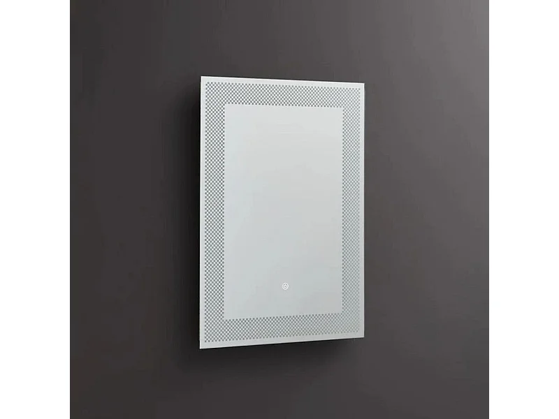 Miroir LED rectangulaire "Fresno" avec cadre décoré en damier éclairé cm 50x70