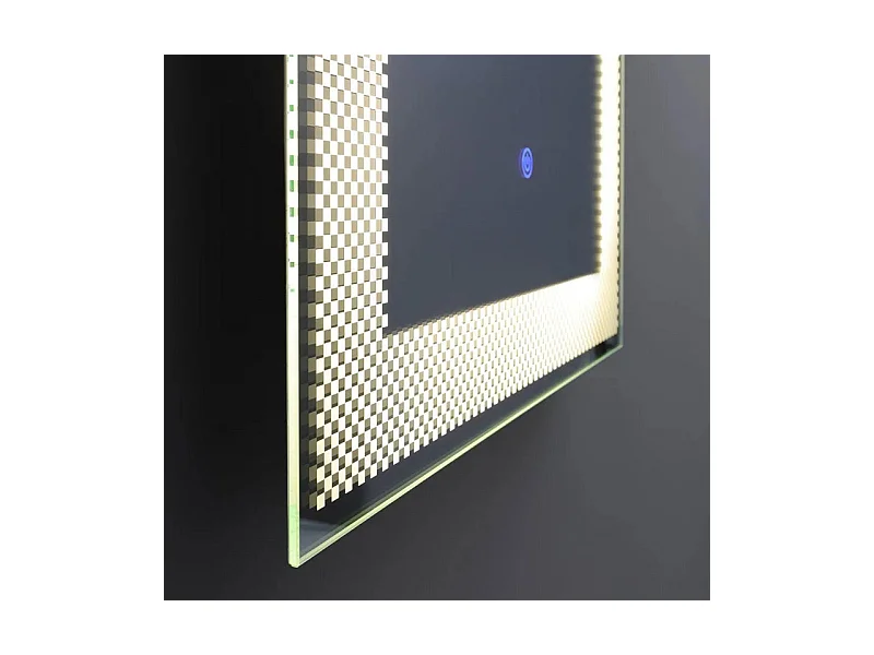 Miroir LED rectangulaire "Fresno" avec cadre décoré en damier éclairé cm 50x70