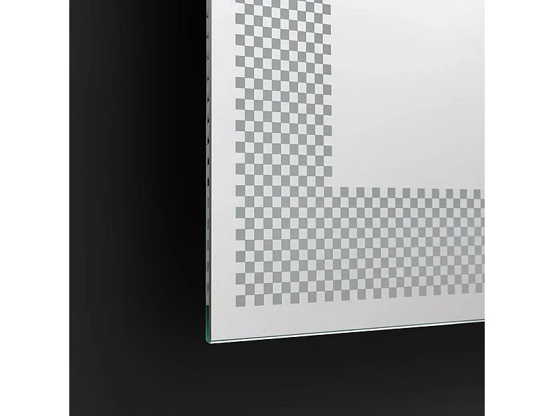Lustro prostokątne LED "Fresno" z podświetlaną ramą zdobioną szachownicą cm 50x70