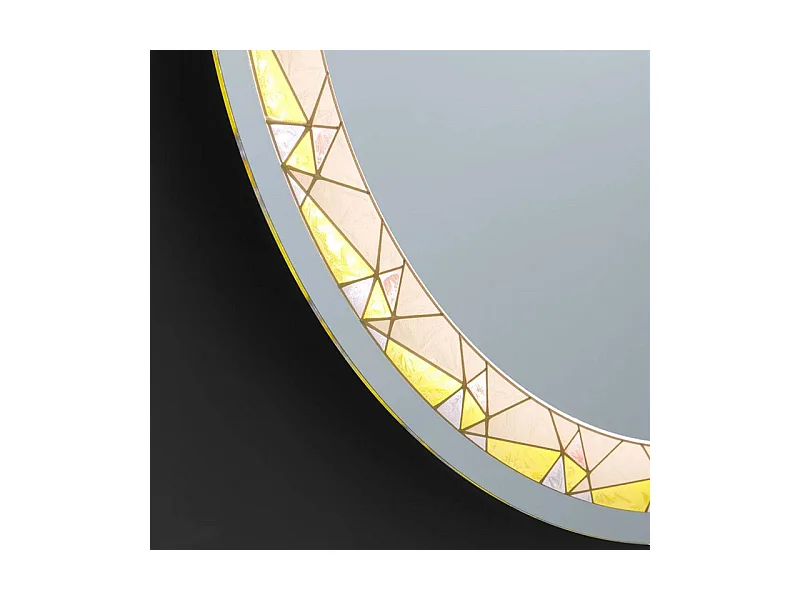 Miroir mural rond à LED "Mosaic" touch avec inserts satinés et colorés cm 60x60h