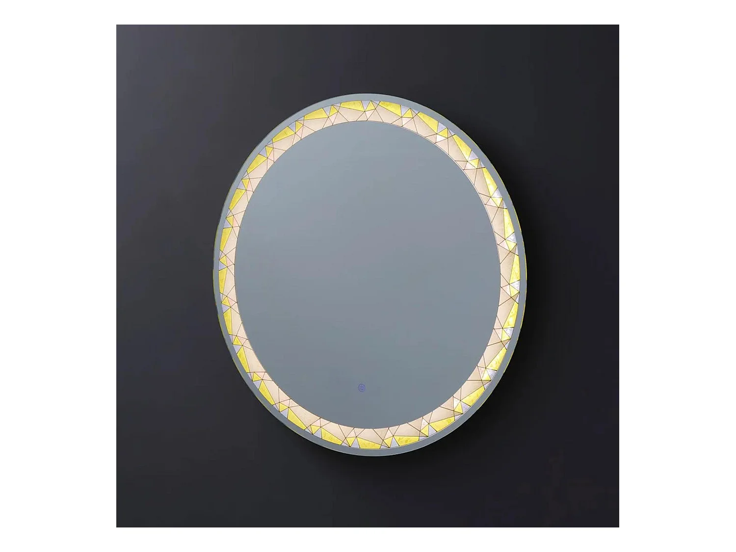 Ronde LED wandspiegel "Mosaic" touch met satijnen en gekleurde inzetstukken cm 60x60h