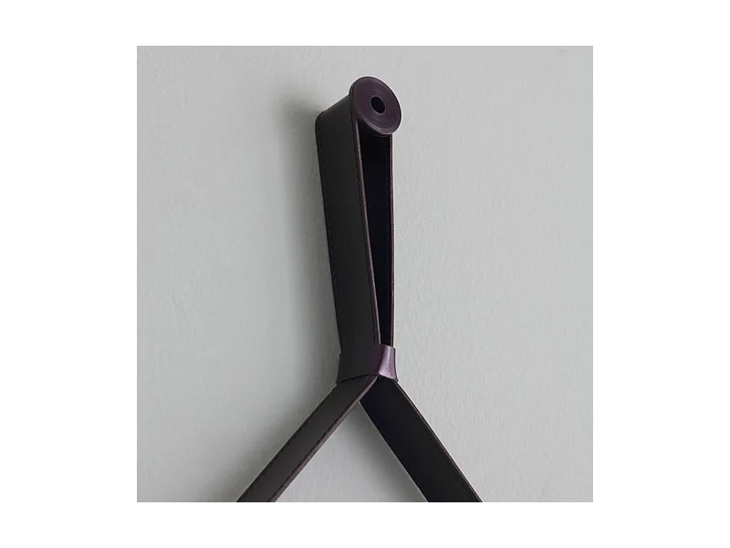 Specchio rotondo da bagno "Hillsboro" cornice con laccio in pelle nera cm 60x90