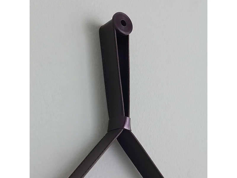 Specchio rotondo da bagno "Hillsboro" cornice con laccio in pelle nera cm 60x90