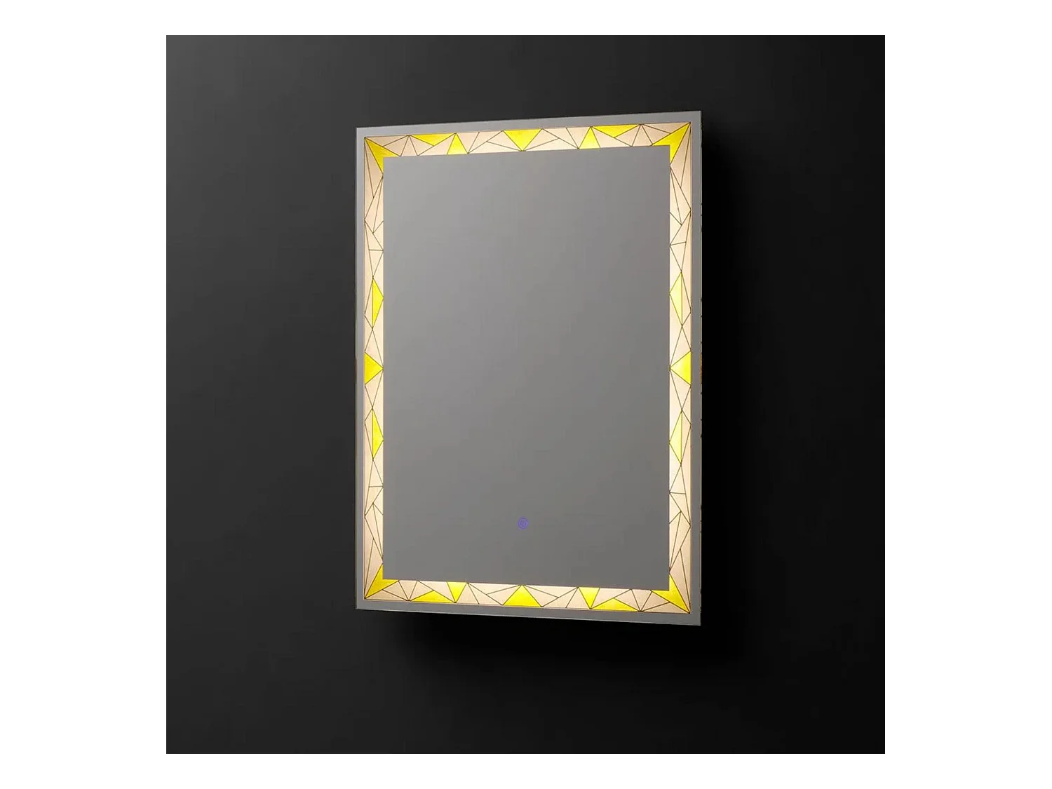 Miroir mural rectangulaire tactile LED "Mosaic" avec inserts satinés et colorés cm 60x80h