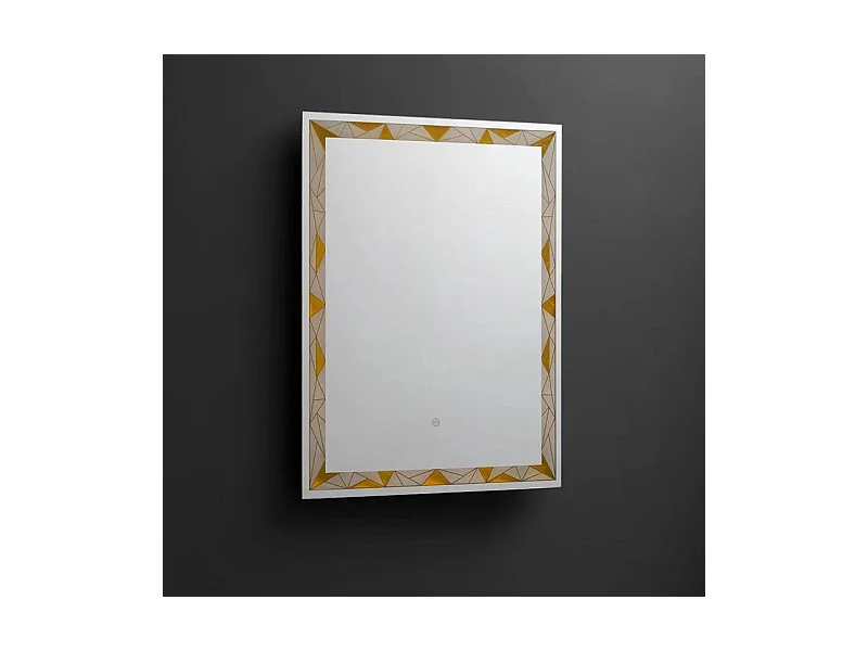 Miroir mural rectangulaire tactile LED "Mosaic" avec inserts satinés et colorés cm 60x80h