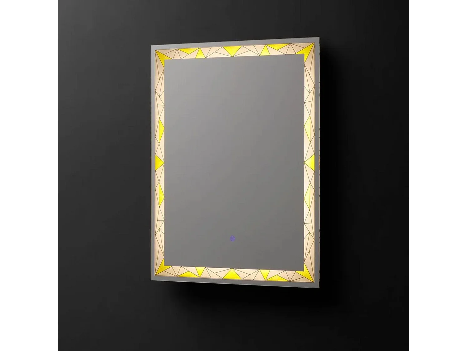 Lustro ścienne prostokątne "Mosaic" touch LED z satynowymi i kolorowymi wstawkami cm 60x80h