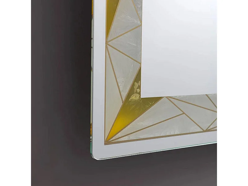 Lustro ścienne prostokątne "Mosaic" touch LED z satynowymi i kolorowymi wstawkami cm 60x80h