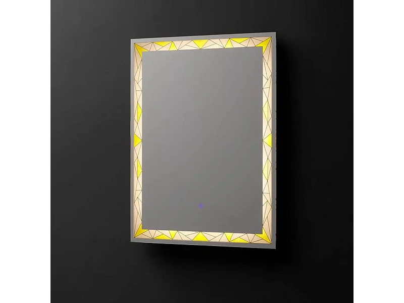 Espejo de pared rectangular táctil LED "Mosaic" con inserciones satinadas y de color cm 60x80h