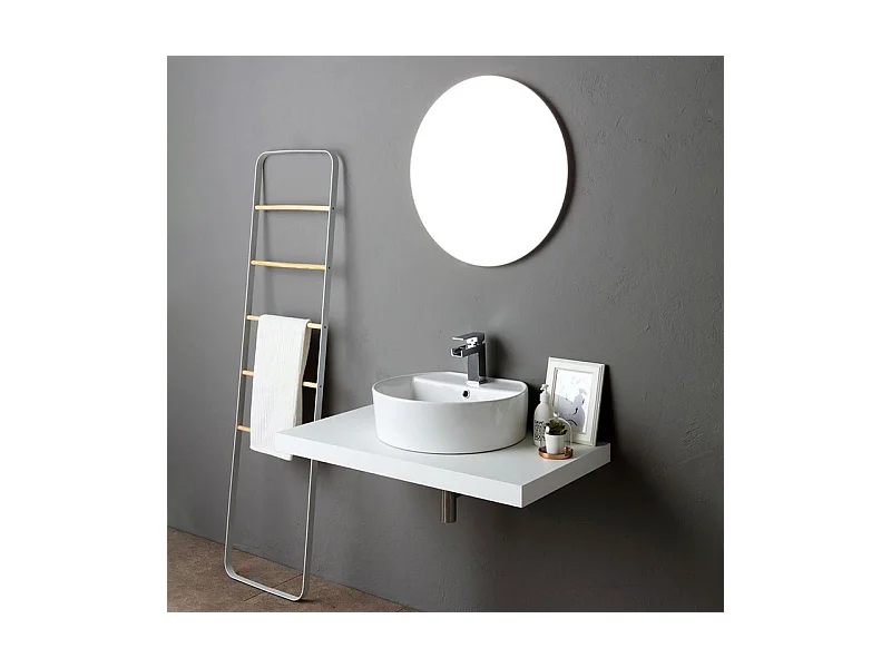 Moderner runder Spiegel "Medford" mit wendbarem Design und poliertem Drahtrand, 70 x 70 cm