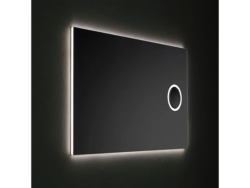 Rechteckiger LED-Spiegel "Corvallis" mit hinterleuchteter Lupe, 120 x 70 cm