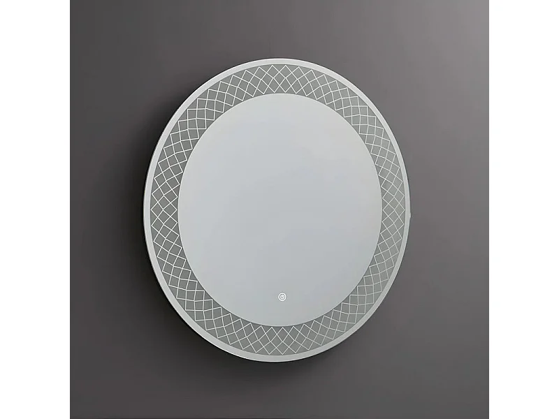 Specchio rotondo con cornice illuminata a led "Aura" in alluminio cm 70x70