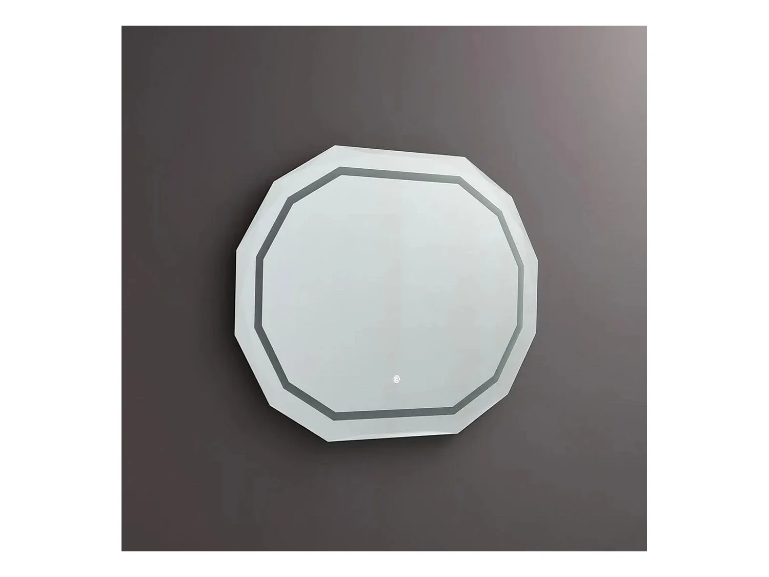 Miroir LED allongé "Horizonte" avec bord à facettes et éclairé cm 90x70h