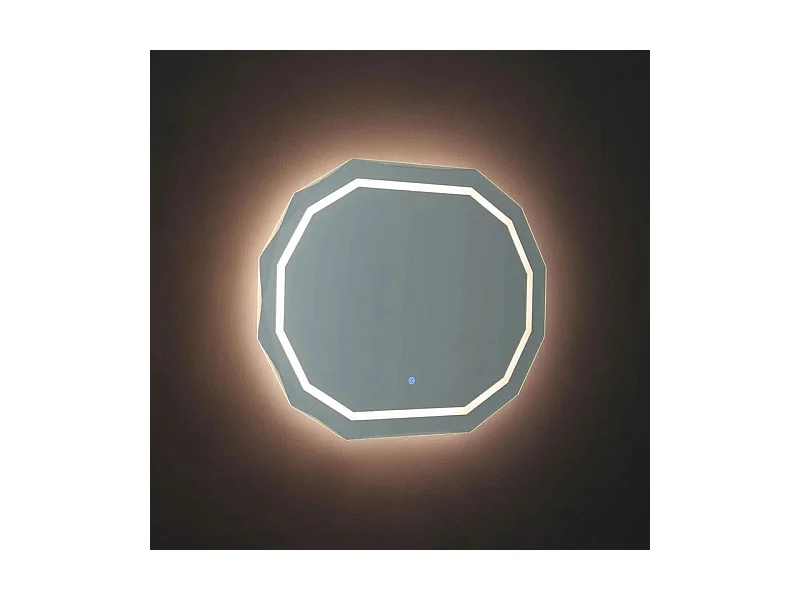 Miroir LED allongé "Horizonte" avec bord à facettes et éclairé cm 90x70h