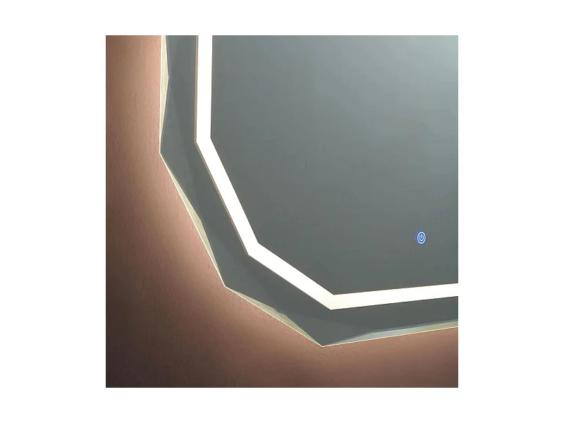 Miroir LED allongé "Horizonte" avec bord à facettes et éclairé cm 90x70h