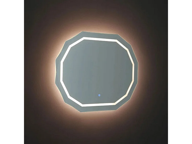 Lustro LED "Horizonte" z fasetowaną krawędzią i oświetleniem cm 90x70h