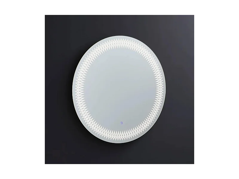 Specchio rotondo con cornice decorata a led "Illusione" in alluminio cm 80x80