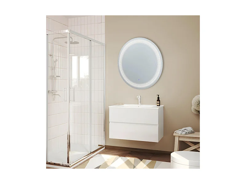 Miroir rond avec cadre décoré de LED "Illusion" en aluminium cm 80x80