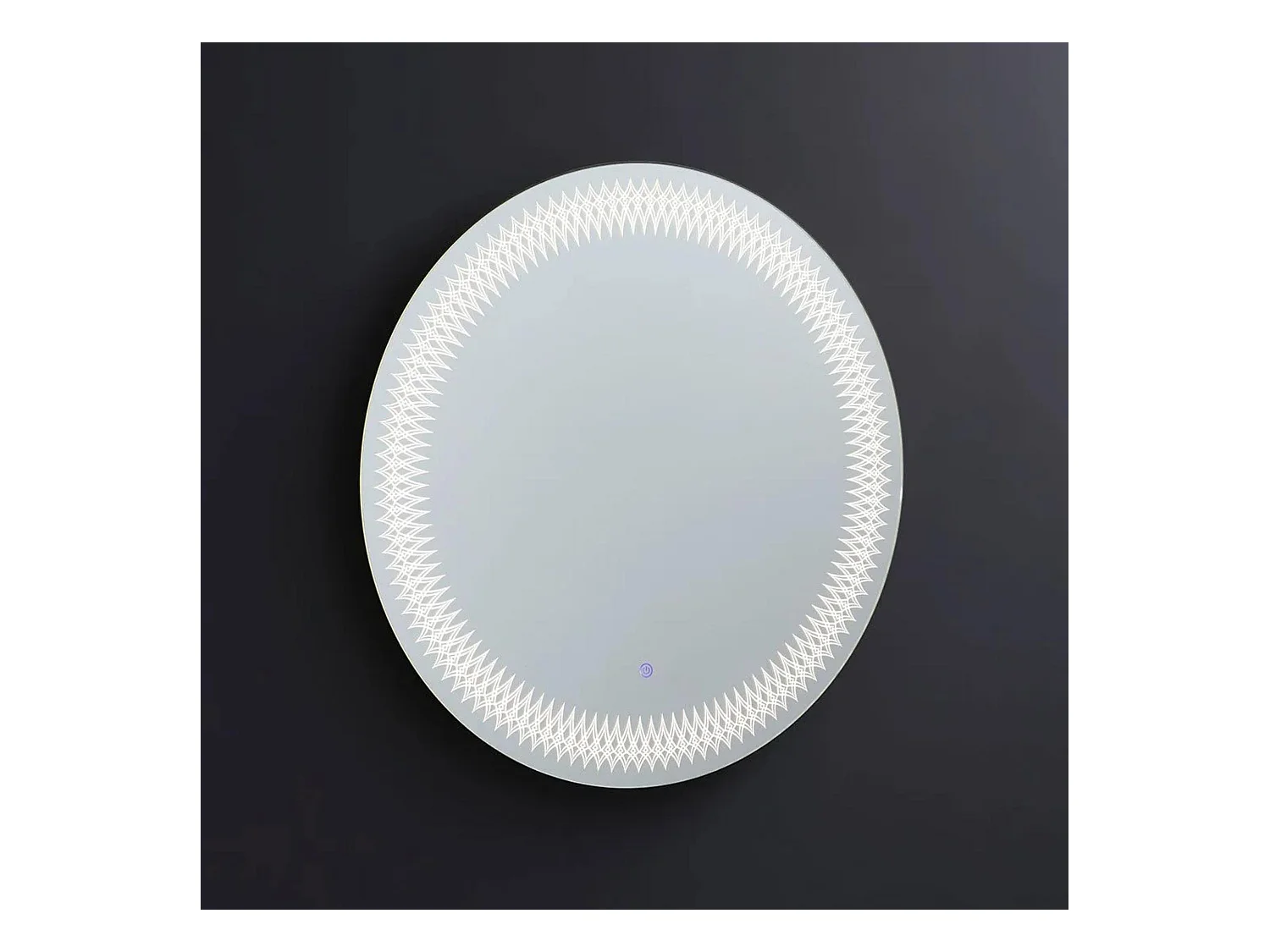 Ronde spiegel met frame versierd met LED "Illusion" in aluminium cm 80x80