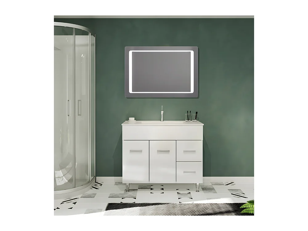 Miroir avec cadre LED "Portland" rectangulaire réversible cm 60x80h