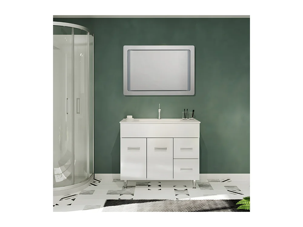 Miroir avec cadre LED "Portland" rectangulaire réversible cm 60x80h