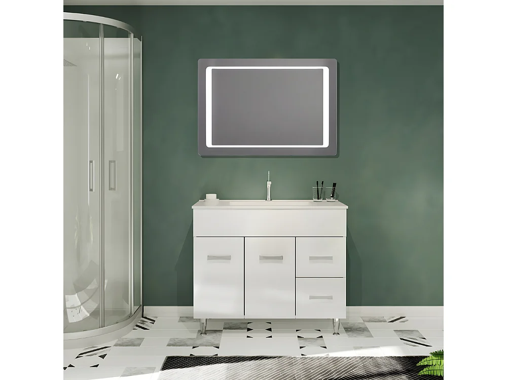 Specchio con cornice a led "Portland" rettangolare reversibile cm 60x80h