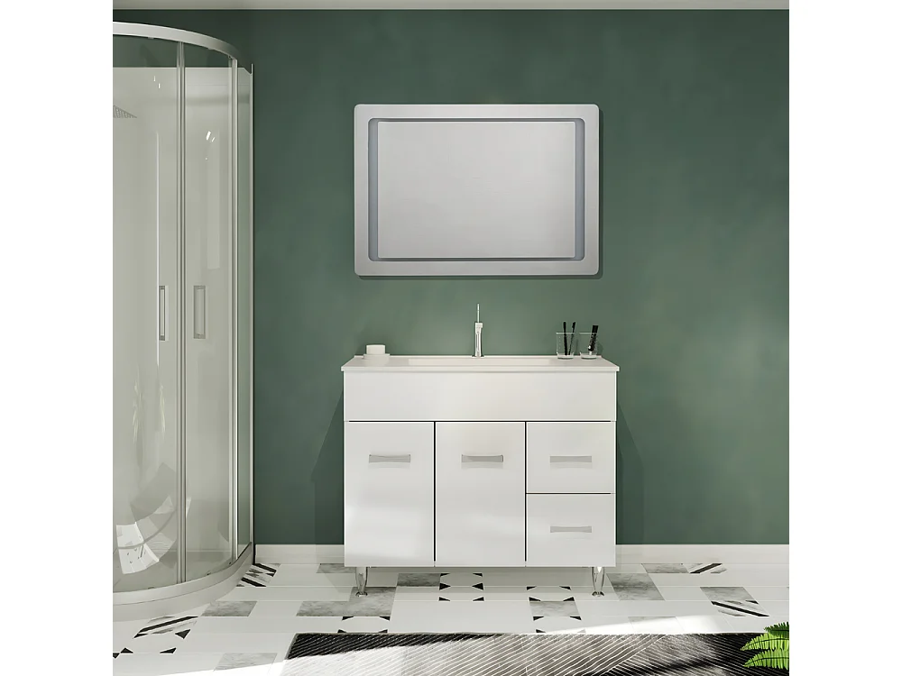 Specchio con cornice a led "Portland" rettangolare reversibile cm 60x80h