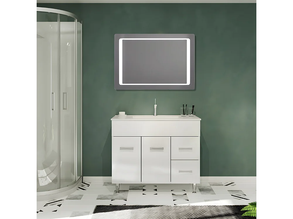 Specchio con cornice a led "Portland" rettangolare reversibile cm 60x80h