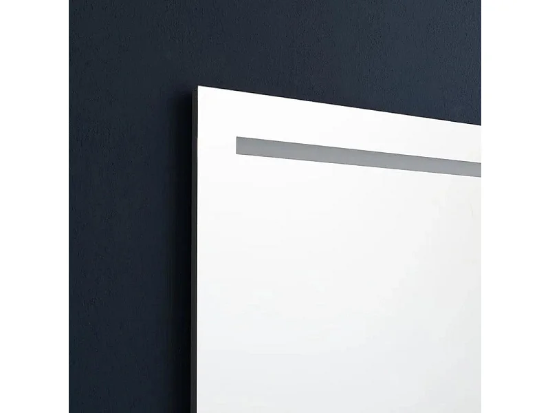 Lustro prostokątne z pasmem LED "Valderico" profile imitujące aluminium cm 90x60h