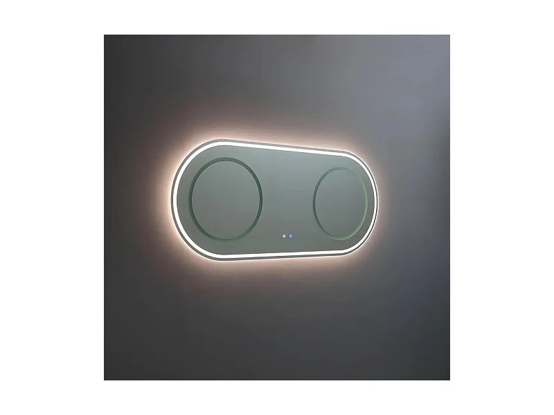 Miroir de salle de bain ovale à LED double station « Luce » en aluminium cm 180x80h