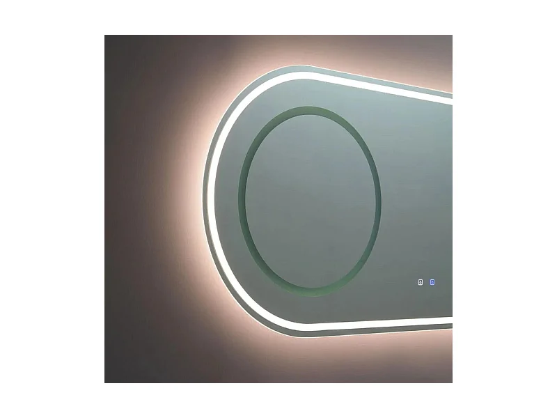 Miroir de salle de bain ovale à LED double station « Luce » en aluminium cm 180x80h