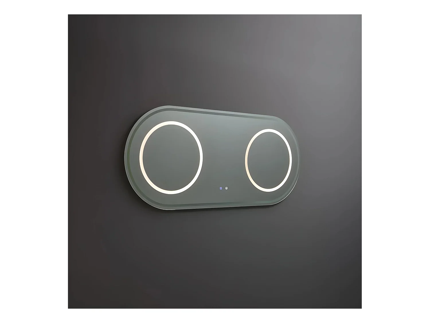 Specchio a led da bagno ovale "Luce" a doppia postazione in alluminio cm 180x80h