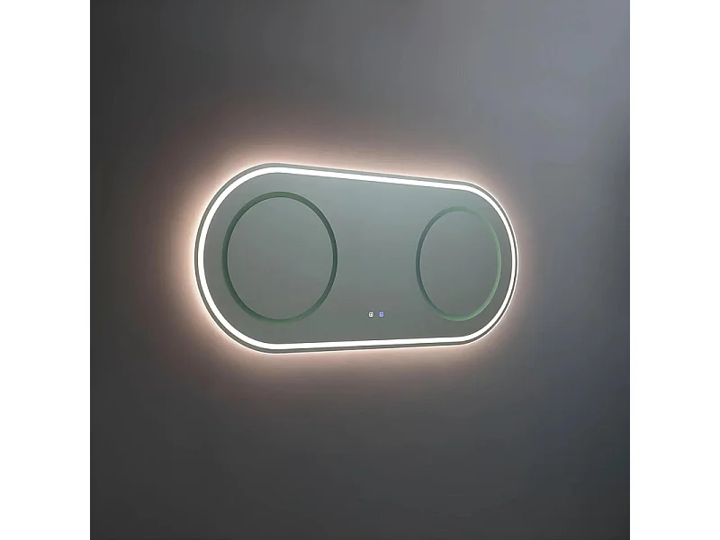 Espejo de baño ovalado de aluminio con dos luces LED "Luce", 180 x 80 cm.