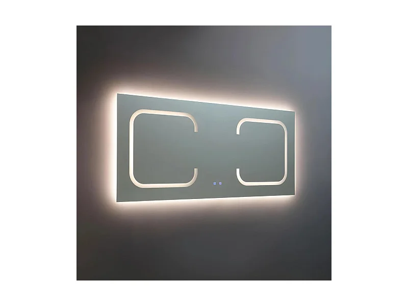 Rechthoekige dubbele LED-badkamerspiegel "Luce" in aluminium cm 180x80h