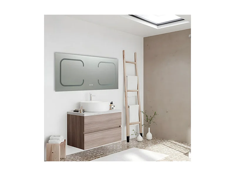 Rechthoekige dubbele LED-badkamerspiegel "Luce" in aluminium cm 180x80h