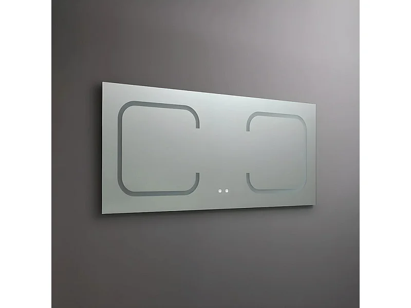 "Luce" rechteckiger Badezimmerspiegel mit LED-Beleuchtung und zwei Stationen aus Aluminium, 180 x 80 cm